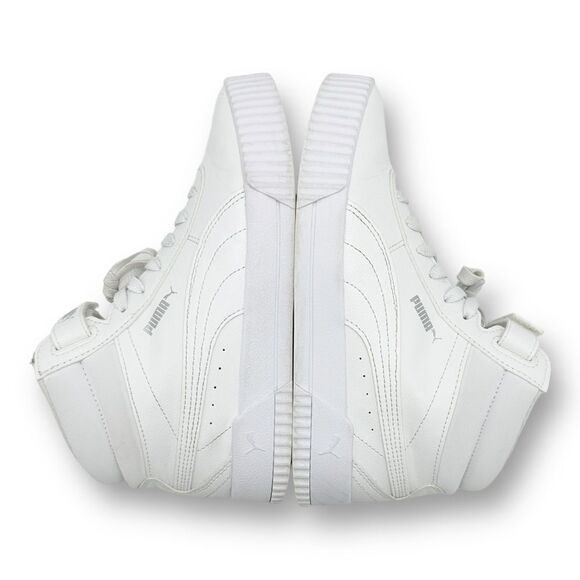 Puma Carina White Faux Leather and Fabric Mid-Top Chunky Sneaker Sz 7 C EUR 39 - Picture 4 of 15